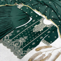 Ready to Wear Heavy Embroidered Chinnon Silk Sharara Suit with Dupatta